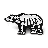 Halloween Skeleton Enamel Pins, Electrophoresis Black Alloy Badge for Backpack Clothes, Bear, 18x33x1.5mm(JEWB-G023-02D)