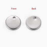 Original Color Stamping Blank Tag Charms 304 Stainless Steel Flat Round Pendants, 8x0.6mm, Hole: 0.8mm(X-STAS-Q056)