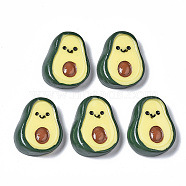 Spray Painted Resin Cabochons, Avocado with Smile, Yellow, 26~27x21.5x6.5~7.5mm(CRES-Q215-008)