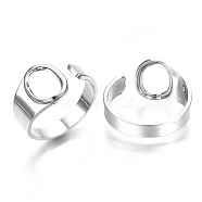 Alloy Cuff Finger Rings, Cadmium Free & Nickel Free & Lead Free, Alphabet, Platinum, Letter.O, US Size 8(18.1mm)(RJEW-S038-195O-P-NR)