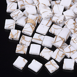 2-Hole Glass Seed Beads, Antique Style, Rectangle, White, 5x4.5~5.5x2~2.5mm, Hole: 0.5~0.8mm(SEED-S023-26C-13)