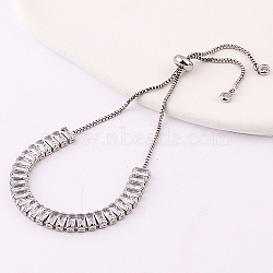 Tennis Bracelet, Platinum Brass Link Chains Slider Bracelet for Women, Clear, No Size(WG7012-4)