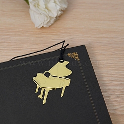 Brass Bookmarks with Tassel, Musical Note Bookmark for Music Lover, Golden, Piano, Packing: 116x56mm(PW-WG83482-01)