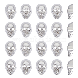 20Pcs 2-Hole Zinc Alloy Buttons, Skull, Platinum, 18x13x7mm, Hole: 3x2mm(FIND-OC0013-67P)