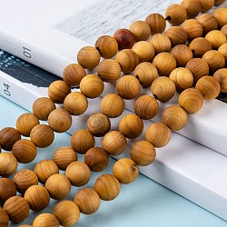 Natural Wood Beads Strand, Round, 8~8.5mm, Hole: 1.5mm, about 50pcs/strand, 15.5 inch(39.5cm)(X-WOOD-F006-01-8mm)