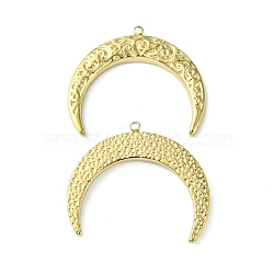 304 Stainless Steel Pendants, Double Horn/Crescent Moon Charm, Real 14K Gold Plated, 26.5x29.5x2.8mm, Hole: 1.5mm(STAS-L269-006G)