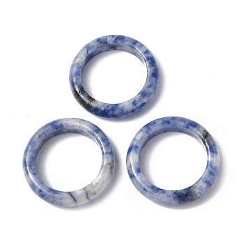 Natural Blue Spot Jasper Plain Band Ring, Gemstone Jewelry for Women, US Size 6 1/2(16.9mm)
