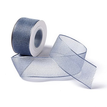 10 Yards Polyester Chiffon Ribbon, for DIY Jewelry Making, Steel Blue, 1- inch(25.5mm)