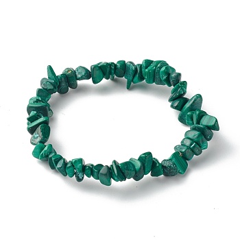 Natural Malachite Beads Stretch Bracelets for Children, Inner Diameter: 1-7/8 inch(4.8~5.1cm)