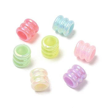 Opaque Acrylic Beads, AB Color, Column, Mixed Color, 7x7mm, Hole: 4mm, about 4166pcs/500g