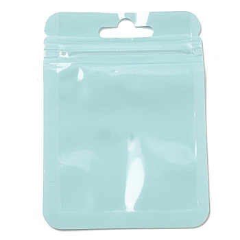 Rectangle Plastic Yin-Yang Zip Lock Bags, Resealable Packaging Bags, Self Seal Bag, Pale Turquoise, 10x7x0.02cm, Unilateral Thickness: 2.5 Mil(0.065mm)