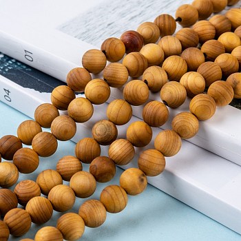 Natural Wood Beads Strand, Round, 8~8.5mm, Hole: 1.5mm, about 50pcs/strand, 15.5 inch(39.5cm)