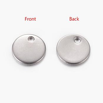 Original Color Stamping Blank Tag Charms 304 Stainless Steel Flat Round Pendants, 8x0.6mm, Hole: 0.8mm