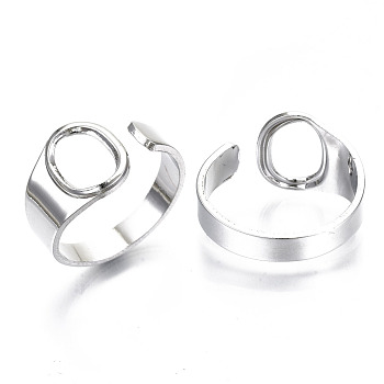 Alloy Cuff Finger Rings, Cadmium Free & Nickel Free & Lead Free, Alphabet, Platinum, Letter.O, US Size 8(18.1mm)