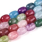 Baking Paint Crackle Glass Beads Strands, Barrel, Mixed Color, 13~14x10~10.5mm, Hole: 1.2~1.5mm, about 54~60pcs/strand, 29.53~32.28 inch(75~82cm)(DGLA-N019-01A-01)