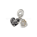 Alloy European Dangle Charms, Large Hole Pendants, Heart, Platinum, 26mm, Hole: 4.8mm(ENAM-WH0059-10P)
