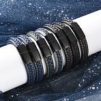 Braided Leather Cord Bracelets, with 304 Stainless Steel Magnetic Clasps, Mixed Color, 8-5/8 inch(220mm), 29x14x8mm(BJEW-H561-10)
