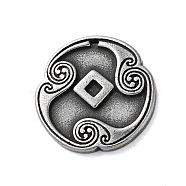 Rune Letters Alloy Pendants, Round, Antique Silver, 25x3mm, Hole: 1.6mm(PALLOY-S193-01AS-23)