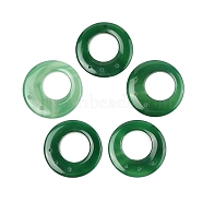 Natural Agate Dyed Big Pendants, Donut/Pi Disc Charms, 3-Hole, Green, 52~56x7~8mm, Hole: 2mm(G-N344-04C)