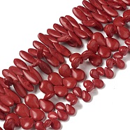 Synthetic Howlite Beads Strands, Dyed, Teardrop, FireBrick, 14~25x10~14.5x5.5~7mm, Hole: 1~1.6mm, about 58pcs/strand, 16.22''~16.42''(41.2~41.7cm), 3~7strands/500g(G-A211-14)