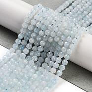 Natural Aquamarine Beads Strands, Faceted, Round, 4.5mm, Hole: 0.7mm, about 96pcs/strand, 15.55 inch(39.5cm)(G-C127-A04-02)