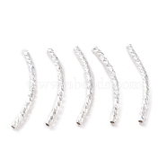 Brass Tube Beads, Long-Lasting Plated, Curved Beads, Tube, 925 Sterling Silver Plated, 20x1.5mm, Hole: 0.8mm(KK-Y003-86A-S)