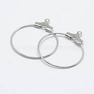 Brass Pendants, Hoop Earrings Findings, Long-Lasting Plated, Nickel Free, Open Circle/Ring, Real Platinum Plated, 24.5x20.5x0.9mm, Hole: 1mm(X-KK-F727-21P-NF)