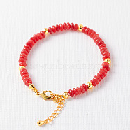 Simple Design Natural Carnelian Beaded Bracelets for Women, 15.75 inch(40cm)(JH7309-12)