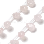 Natural Rose Quartz Beads Strands, Faceted, Teardrop, Top Drilled, 9x6x4mm, Hole: 0.8mm, about 32pcs/strand, 16.54''(42cm)(G-Q167-A05-02)