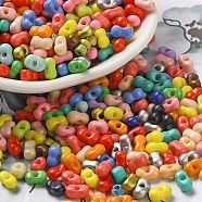 Baking Paint Glass Seed Beads, Peanut, Mixed Color, 5.5~6x3~3.5x3mm, Hole: 1~1.2mm, about 4000pcs/pound(SEED-K009-01A-01)