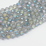 Electroplate Glass Bead Strands, Multi-color Plated, Faceted(96 Facets), Round, Medium Turquoise, 6mm, Hole: 1mm, about 72pcs/strand, 15 inch(EGLA-R041-6mm-08)