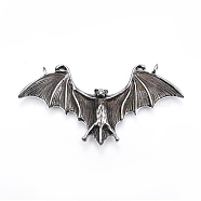 316 Surgical Stainless Steel Big Pendants, Bat, Antique Silver, 37x69x8mm, Hole: 3mm(X-STAS-H365-11)