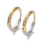 Ion Plating(IP) Two Tone 304 Stainless Steel Huggie Hoop Earrings, with 316 Surgical Stainless Steel Pins for Women, Golden & Stainless Steel Color, 10 Gauge, 16x18x2.5mm(EJEW-A106-02C)