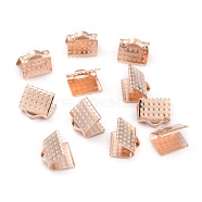 304 Stainless Steel Ribbon Crimp Ends, Rose Gold, 7x8x6mm, Hole: 1x2.5mm(STAS-L244-52RG)