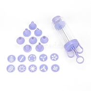 Plastic Cookie Press Gun Kit, with 10PCS Discs and 8PCS Nozzles, for DIY Biscuit Maker and Decoration, Purple, Packing Box: 28.5x14x5cm(DIY-E034-05)