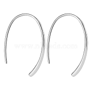 Rhodium Plated 925 Sterling Silver Simple Oval Dangle Earrings for Women, Platinum, 30x22mm, Pin: 1.1mm(JE1080A)