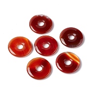 Natural Red Agate Pendants, Donut/Pi Disc Charm, 29~30x5~6mm, Hole: 6~7mm(G-I331-01E)