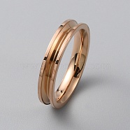 Titanium Steel Grooved Finger Ring Settings, Ring Core Blank, for Inlay Ring Jewelry Making, Rose Gold, Inner Diameter: 18mm, Slot: 2mm(RJEW-WH0012-11C)