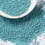 MIYUKI Round Rocailles Beads, Japanese Seed Beads, 15/0, (RR2029) Matte Opaque Turquoise Blue Luster, 1.5mm, Hole: 0.7mm, about 5555pcs/10g(X-SEED-G009-RR2029)