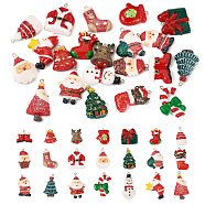Pandahall 21Pcs 21 Styles Opaque Resin Glitter Powder Pendants, Christmas Charms, with Platinum Tone Iron Loops, Santa Claus & Snowman & Christmas Socking, Mixed Shapes, Mixed Color, 24~39.5x18~31.5x5.5~12mm, Hole: 1.8~2mm, 1pc/style(RESI-TA0001-98)