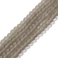 Transparent Glass Beads Strands, Faceted, Frosted, Rondelle, Coffee, 3.5~3.8mm, Hole: 1mm, about 113~115pcs/strand, 32.5~33cm(EGLA-A044-T3mm-MD16)