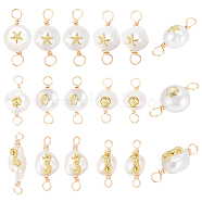 BENECREAT 36Pcs 3 Styles Grade AA Natural Cultured Freshwater Pearl Connector Charms with Golden Tone Alloy Slices, Two Sides Polished, with Copper Wire Double Loops, Mixed Patterns, 20~21x8~9x6~8mm, Hole: 2.5mm, 12pcs/style(FIND-BC0004-55)