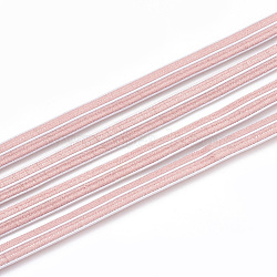 Flat Elastic Cord, with Nylon Outside and Rubber Inside, Pink, 7x2.5mm, about 100yard/bundle(300 feet/bundle)(EC-S003-08F)