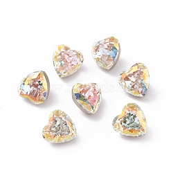 K5 Glass Rhinestone Cabochons, Pointed Back & Back Plated, Faceted, Heart, Light Crystal AB, 8x8x6mm(RGLA-A025-04A-001LA)