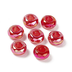 Opaque Acrylic Beads, AB Color, Faceted, Rondelle, Red, 13x7.2mm, Hole: 5.8mm(OACR-C008-03C)