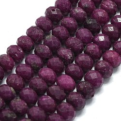 Natural Ruby Beads Strands, Faceted, Rondelle, 7.5~8x6mm, Hole: 0.8mm, about 66~68pcs/strand, 14.96~15.35 inch(38~39cm)(G-G106-A46-05)