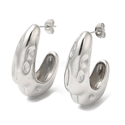 304 Stainless Steel Twist Arch Stud Earrings, Half Hoop Earrings, Stainless Steel Color, 33x10mm(EJEW-B026-12P)