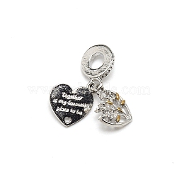 Alloy European Dangle Charms, Large Hole Pendants, Heart, Platinum, 26mm, Hole: 4.8mm(ENAM-WH0059-10P)