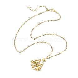 Crystal Stone Cage Pendant Necklaces, with Brass Slider, 304 Stainless Steel Cable Chain Necklaces, Golden, 17.52 inch(44.5cm)(NJEW-JN04759-01)