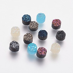 Resin Imitation Druzy Quartz Cabochons, Flat Round, Mixed Color, 4x2.5~3mm(RESI-E013-02-4mm)